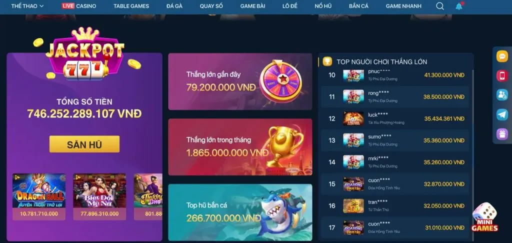 Giao diện tổng quan 89win Casino với các trò chơi đa dạng